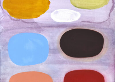 Seven Colored Shapes On A Purple Wash Background