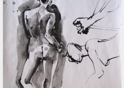 Figure drawing, female nude with knee bent