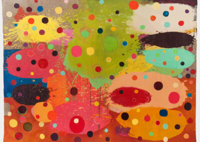 Oil on linen painting, bright shapes with color ovals