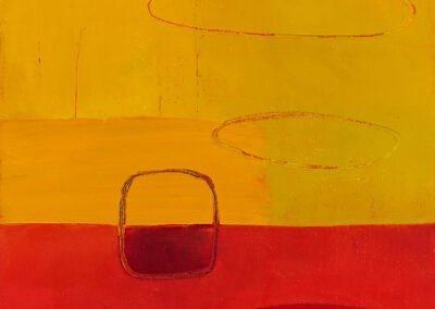Oil On Linen Painting. Ovals Against a Red and Yellow Ground