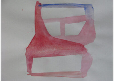 Watercolor, blue and red lines and shapes