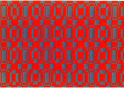 Serigraph, red and gray op art pattern
