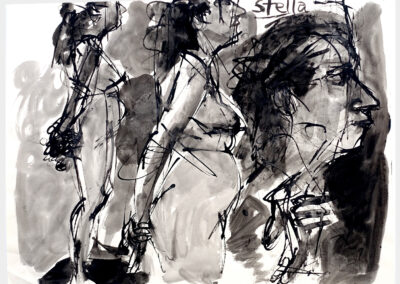 Figure drawing, female nude three studies in profile