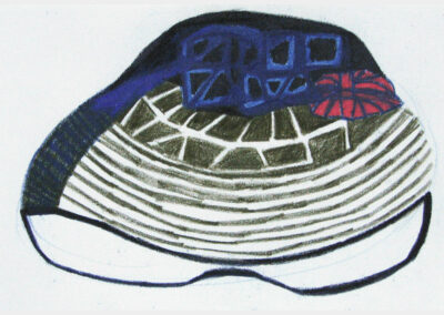 Color pencil, shape with blue and black lines