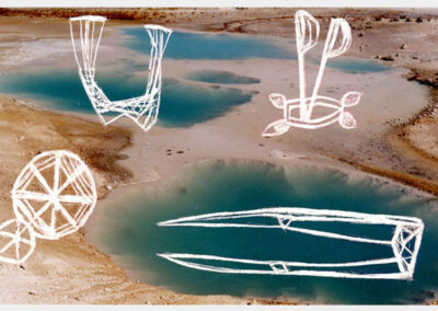 Matte photo with incisions, Yellowstone pools with shapes